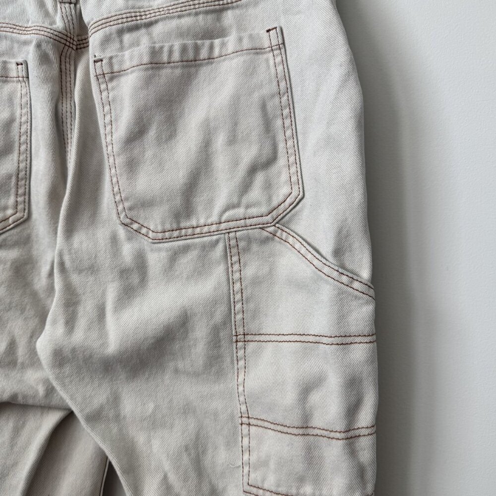 Simple Society Size 13 Women's Beige Carpenter Style Straight Leg Jeans with Uti - Picture 4 of 5